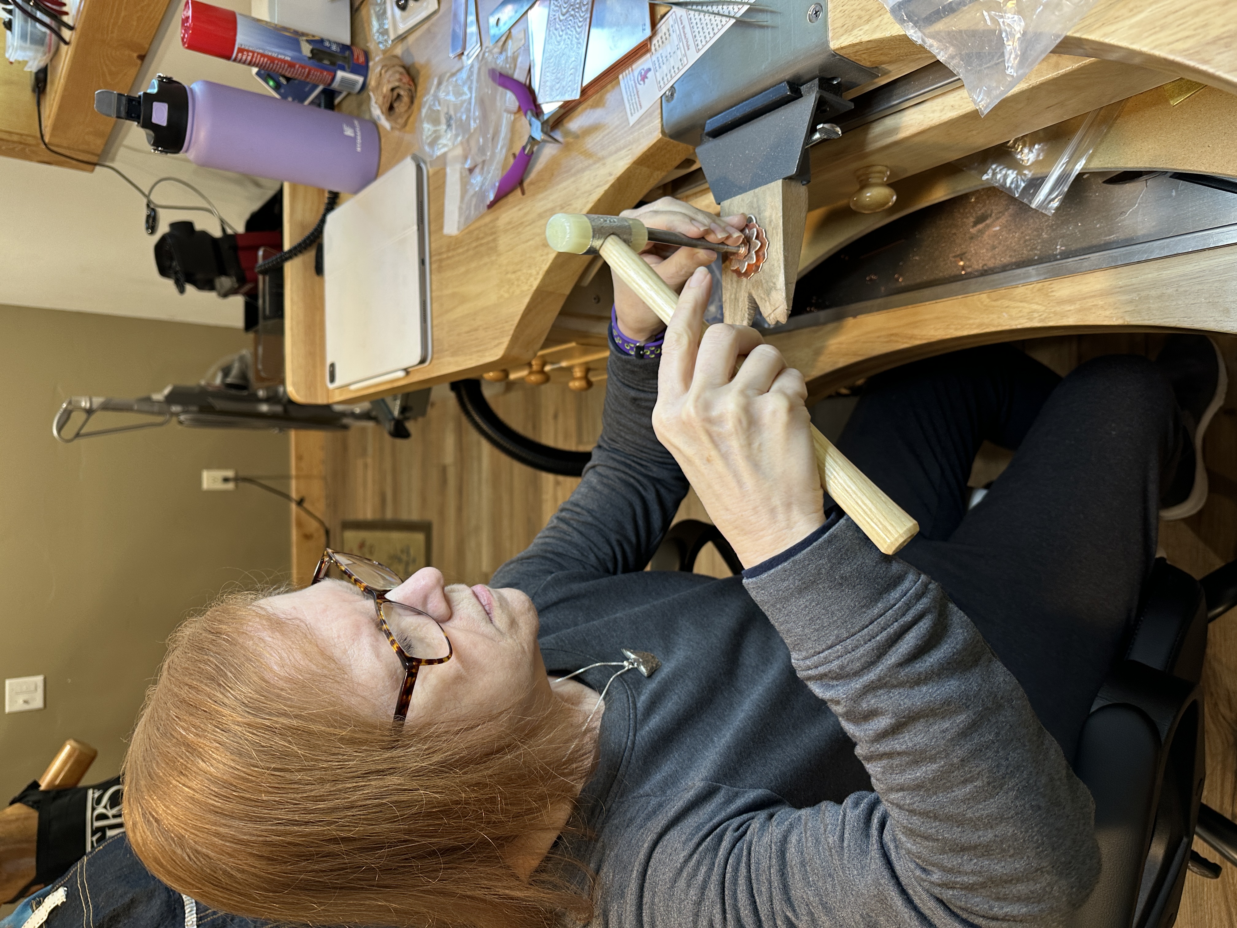Student working at the bench